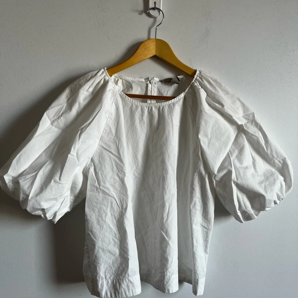 H&M Bubble Hem Puff Sleeve - Blouse - white - Picture 6 of 10